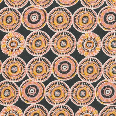 Sarı Cotton Cretonne Batik-look Mandalas