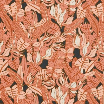 Kahve Cotton Cretonne Tropical Leaves